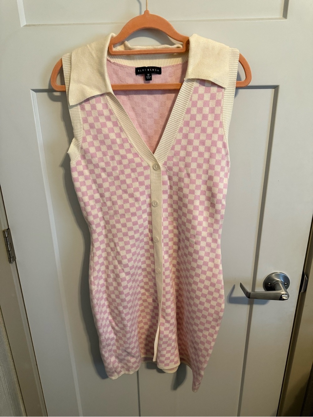 Sleeveless Collared Mini Dress - Pink Checker by River Island